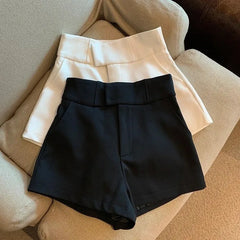 Elegant Women Junior Casual High Waist Slim Fit Black Shorts Y2K