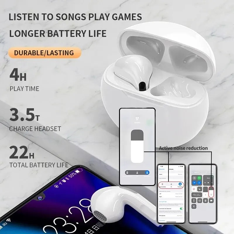 Original Sports Gaming Air Pro 6 TWS Wireless Bluetooth Earphones Waterproof with mic 9D stereo HiFi earbuds for iPhone iOS Android