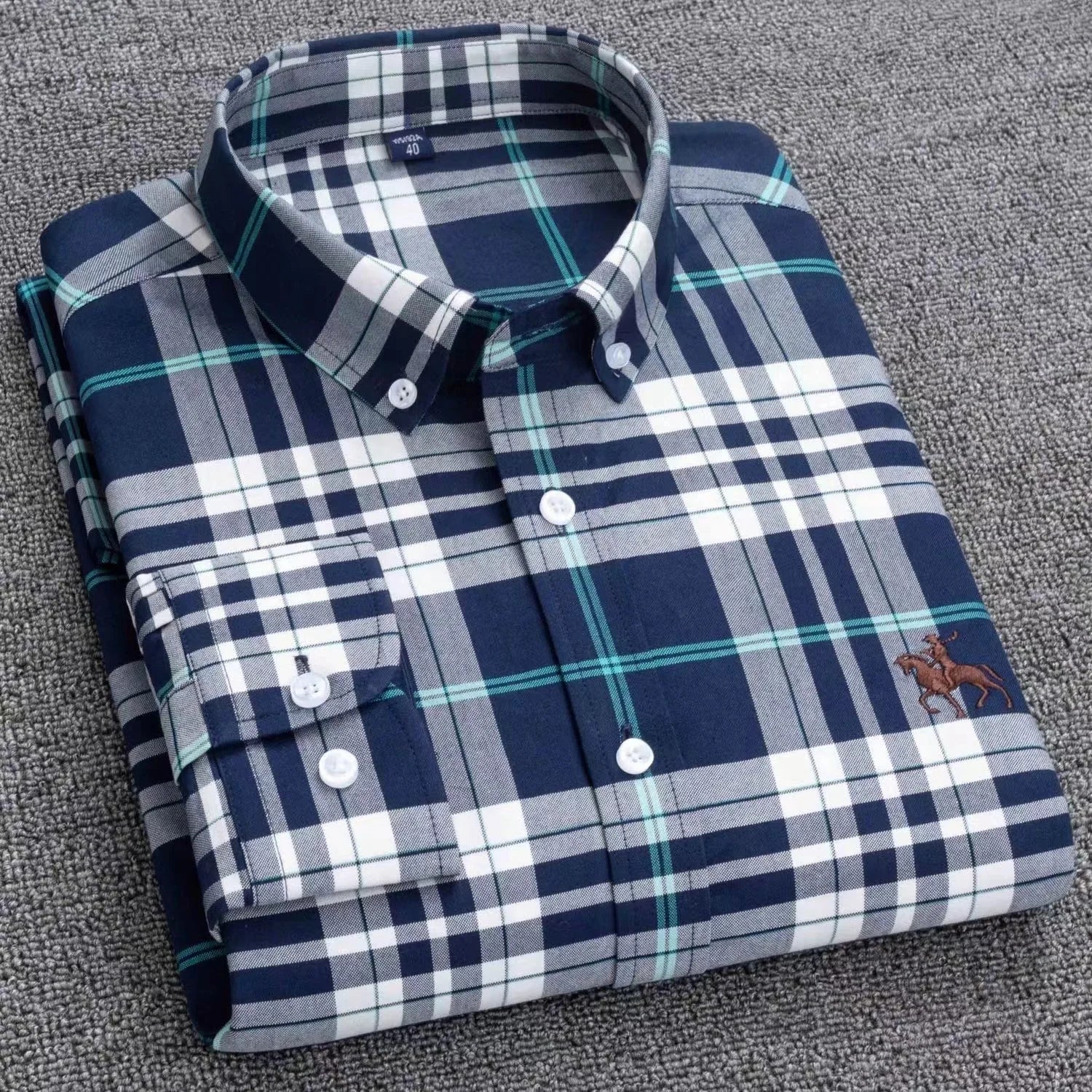 High Quality Oxford Man 100 percent Cotton Leisure Embroidered Horse Shirts