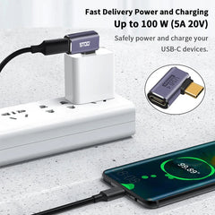 USB4.0 40Gbps OTG C-Type 90-Degree Adapter | Fast Charging & Data Transfer | 100W Power | MacBook Compatible