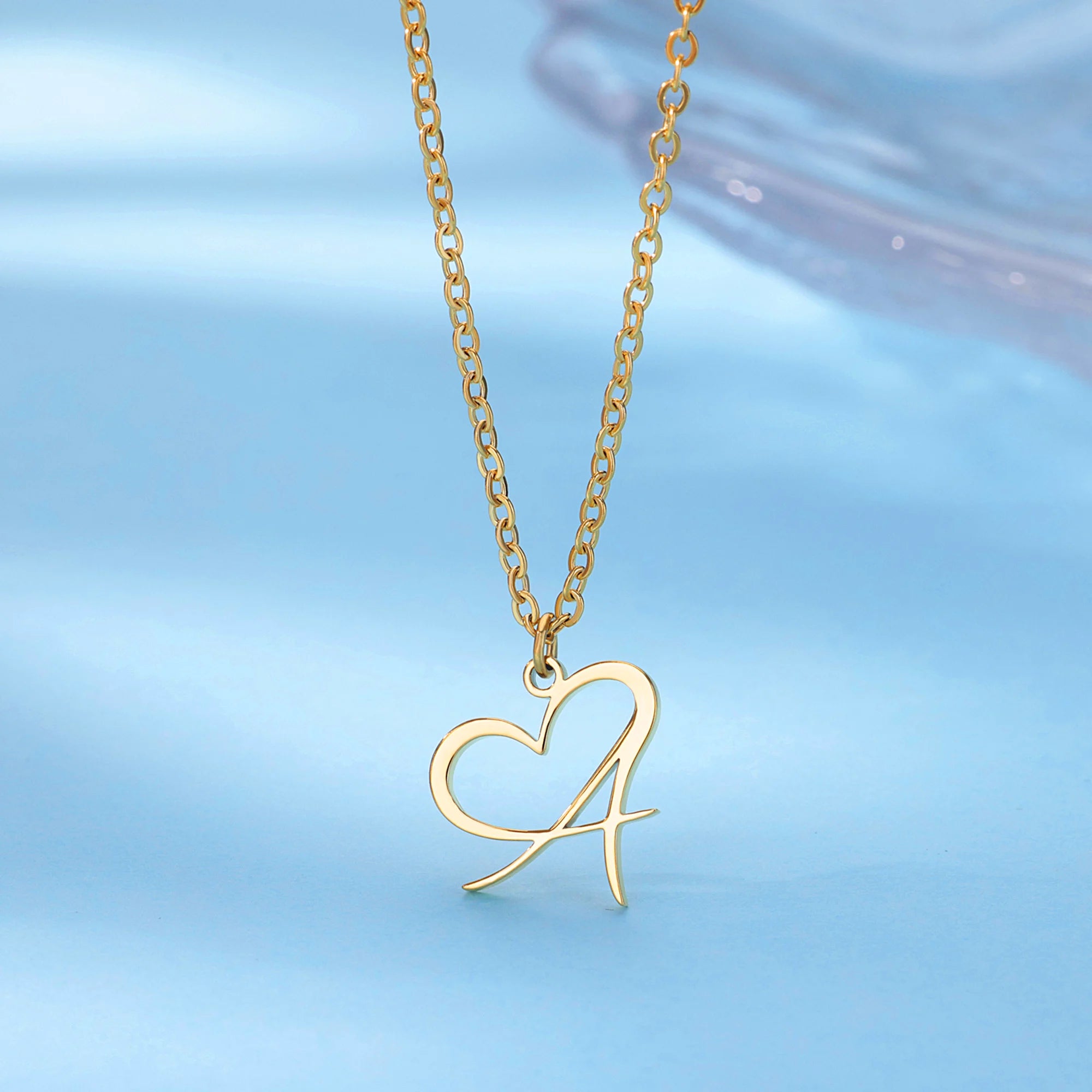 Exquisite Elegant Heart Initial Letter Pendant Necklace