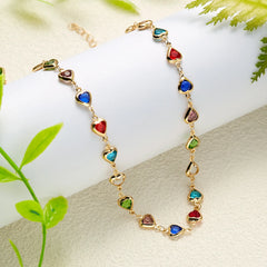 Beautiful Rainbow Crystal Heart Choker Necklace for Women