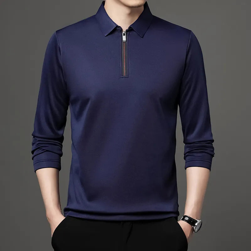 Stylish Men's Casual Long Sleeve Business Polo Shirts