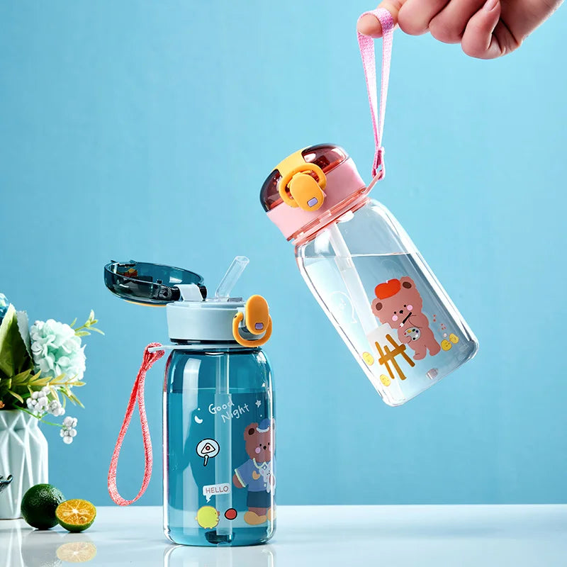 Adorable Cartoon Kids Water Sippy Cup With Straw|Leakproof|400ml
