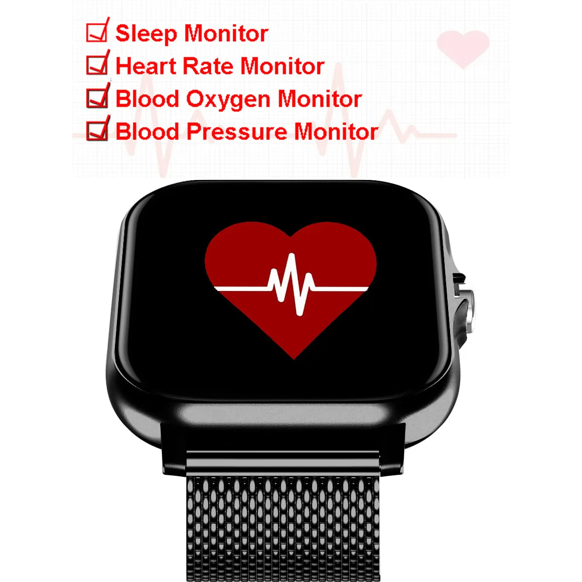 Stylish Sports 1.83" Square Smartwatch Touch Screen Bluetooth Call Health Monitor For Android IOS