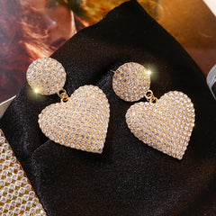 Exquisite Fashion Dazzling Rhinestones Heart Earrings