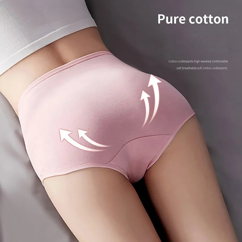 Luxury 4PCS Sexy Seamless Cotton High Waist Swans Printed Panties Body Shaper