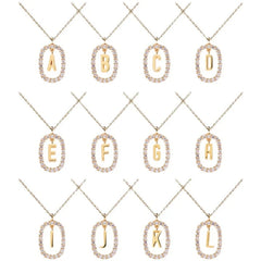 Gorgeous Fashion 925 Sterling Silver Zircon Monogram Initial Pendant Necklace Choker