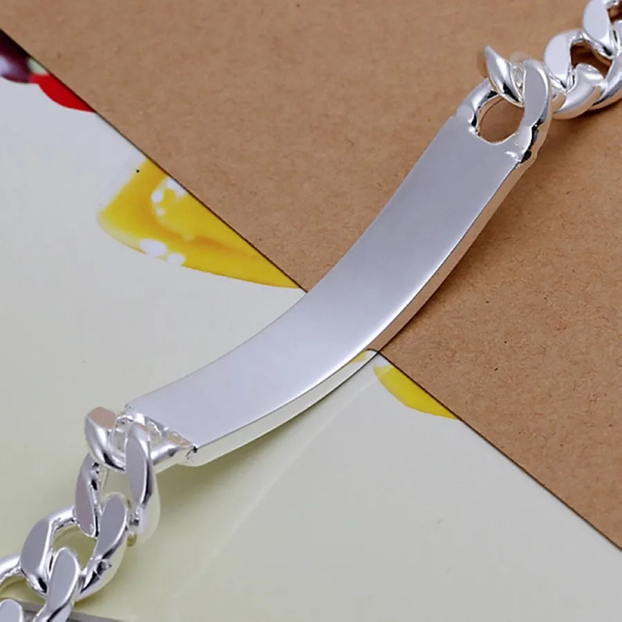 Exquisite 925 Sterling Silver Design Noble Pretty 10mm Chain Bracelet for Men and Women