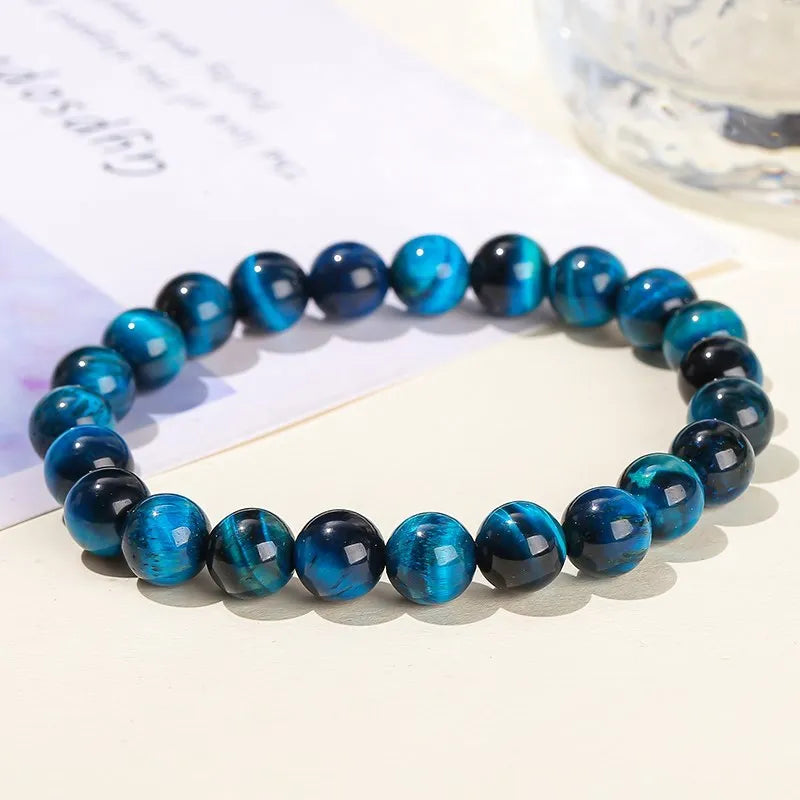 Luxury Polished Natural Color Tiger Eye Energy Stone Reiki Healing Bracelets