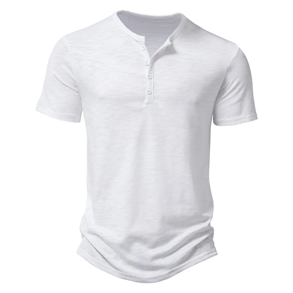 Fashion Men's Casual Henley Collar Short Sleeve T-Shirt Tees