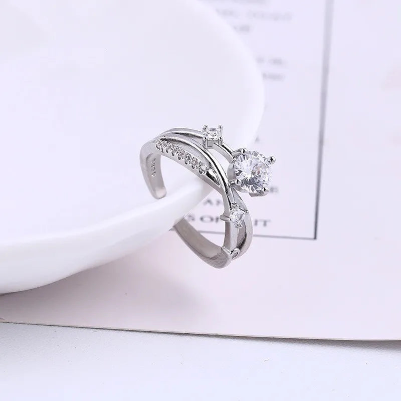 Exquisite Sparkling Zircon Cosmic Trajectory Planet Rings For Women Resizable
