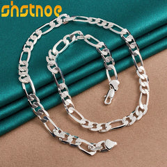 Luxury 925 Sterling Silver 8mm Geometric 20 Inch Cuban Chain Necklace for Men and Women