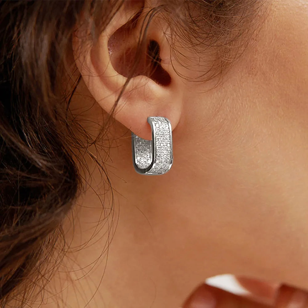 Brilliant Sparkling Paved CZ Hoop Earrings for Women
