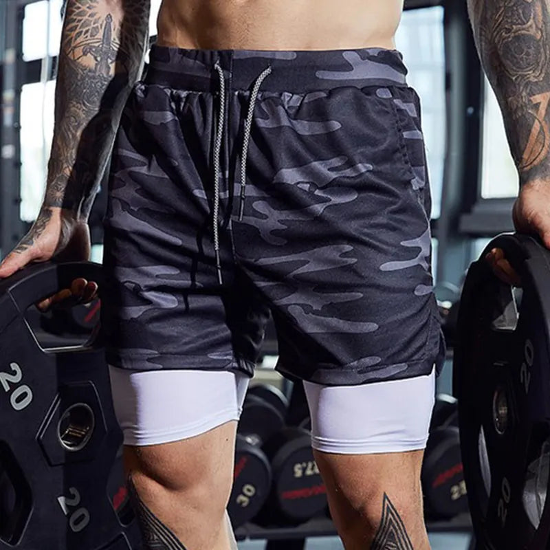 High Performance Men Sportswear Double-deck 2 In 1 All Training Fitness Shorts