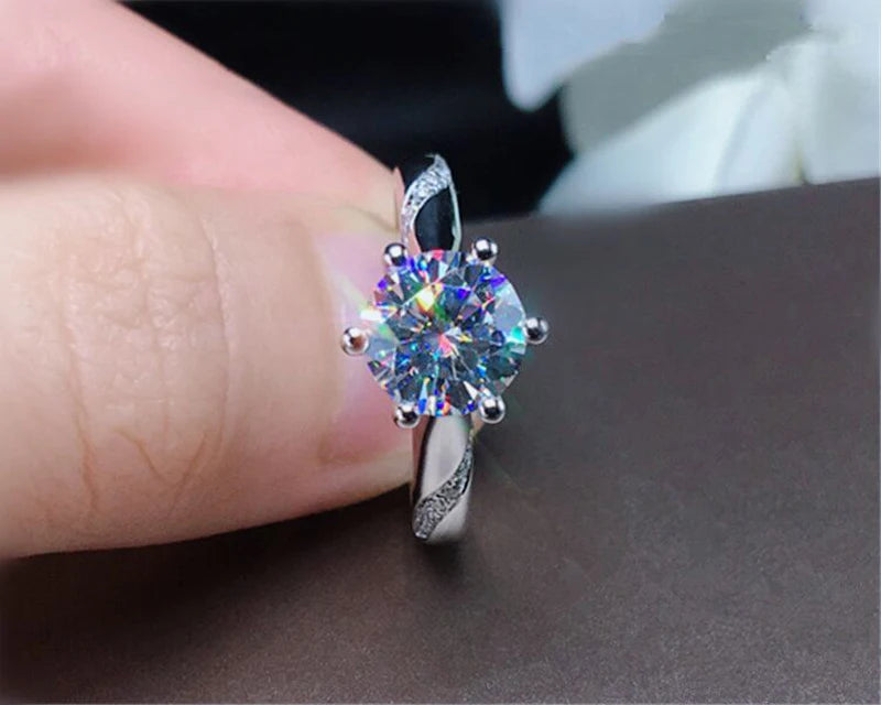 Luxury 100% Authentic Tibetan Silver Round Cubic Zircon Ring