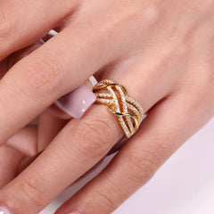 Luxury Gorgeous Dazzling Cross Twist Cubic Zirconia Rings