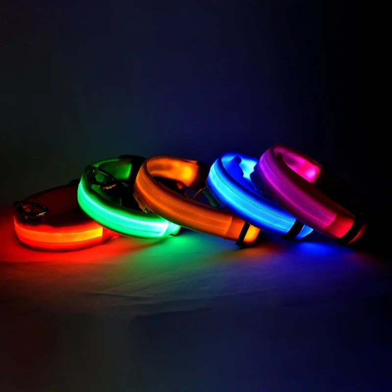 High Quality Luminous Fluorescent LED Night Safety Flashing Glow In The Dark Dog Collars