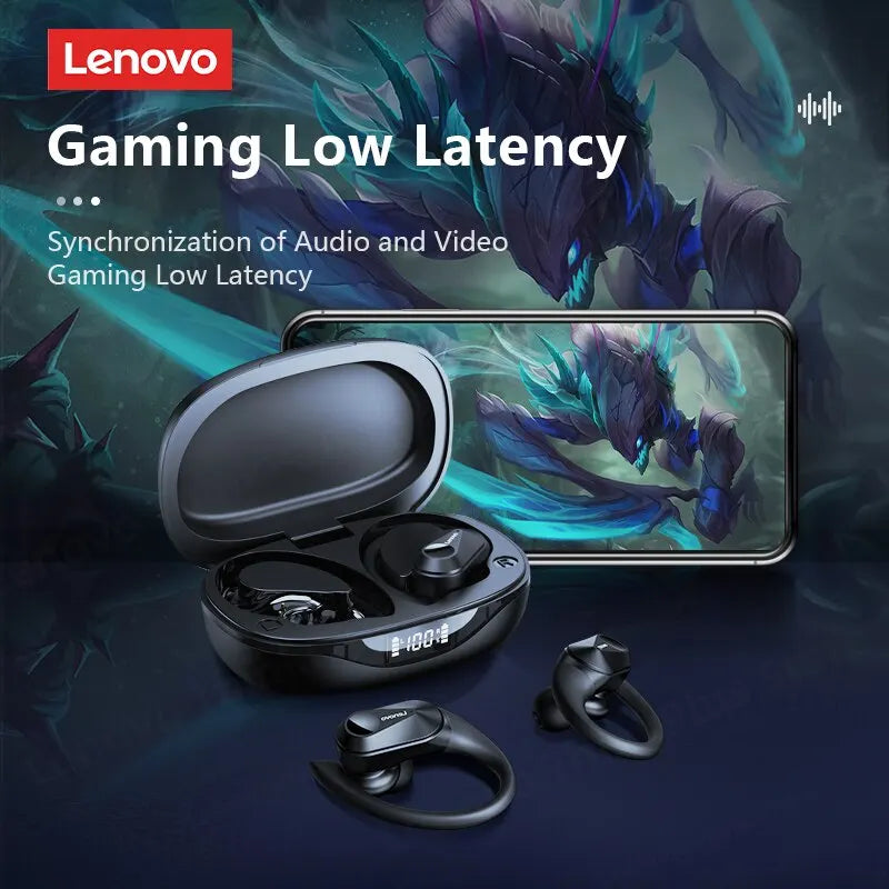 Lenovo Sports Gaming Earbuds LP75 Wireless Bluetooth 5.3 TWS LED Digital Display HiFi Stereo Noise Reduction