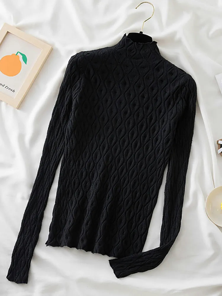 High Quality Luxury Stylist 2024 Women's Cashmere Knitted Turtleneck Sweaters