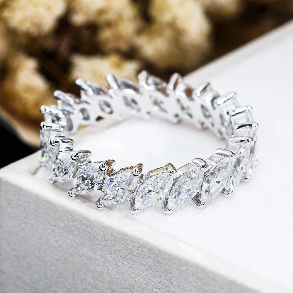 Gorgeous Luxury 7CT VVS1/D Marquise Cut Moissanite Wedding Ring | GRA Certificate