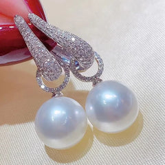 Gorgeous Fashion Imitation Pearl Bling Cubic Zirconia Dangle Earrings