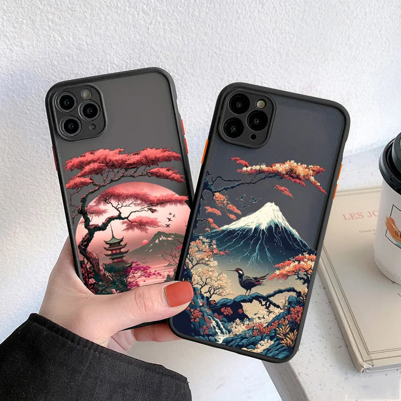 Collectible Japanese Aesthetic Mount Fuji Landscape Map Phone Case For iPhone