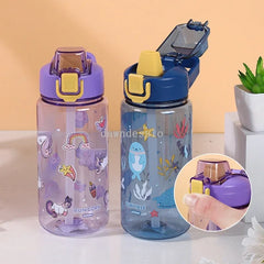 Adorable Cartoon Kids Sippy Cup Water Bottles With Straws And Lids Spill Proof