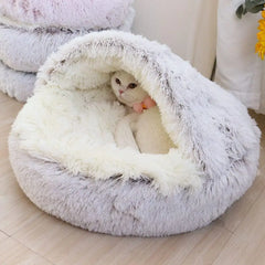 High Quality 2 in 1 Soft Plush  Sleeping Nest Cave Bed with Cover Round for Pets