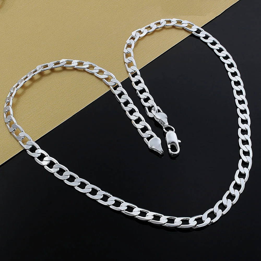 Luxury 925 Sterling Silver Classic 8mm Chain Necklace | Third Party Appraisal