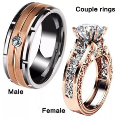 Luxury Hollow Carving Pattern Rose Gold Color Zircon Stones for Wedding and Engagement