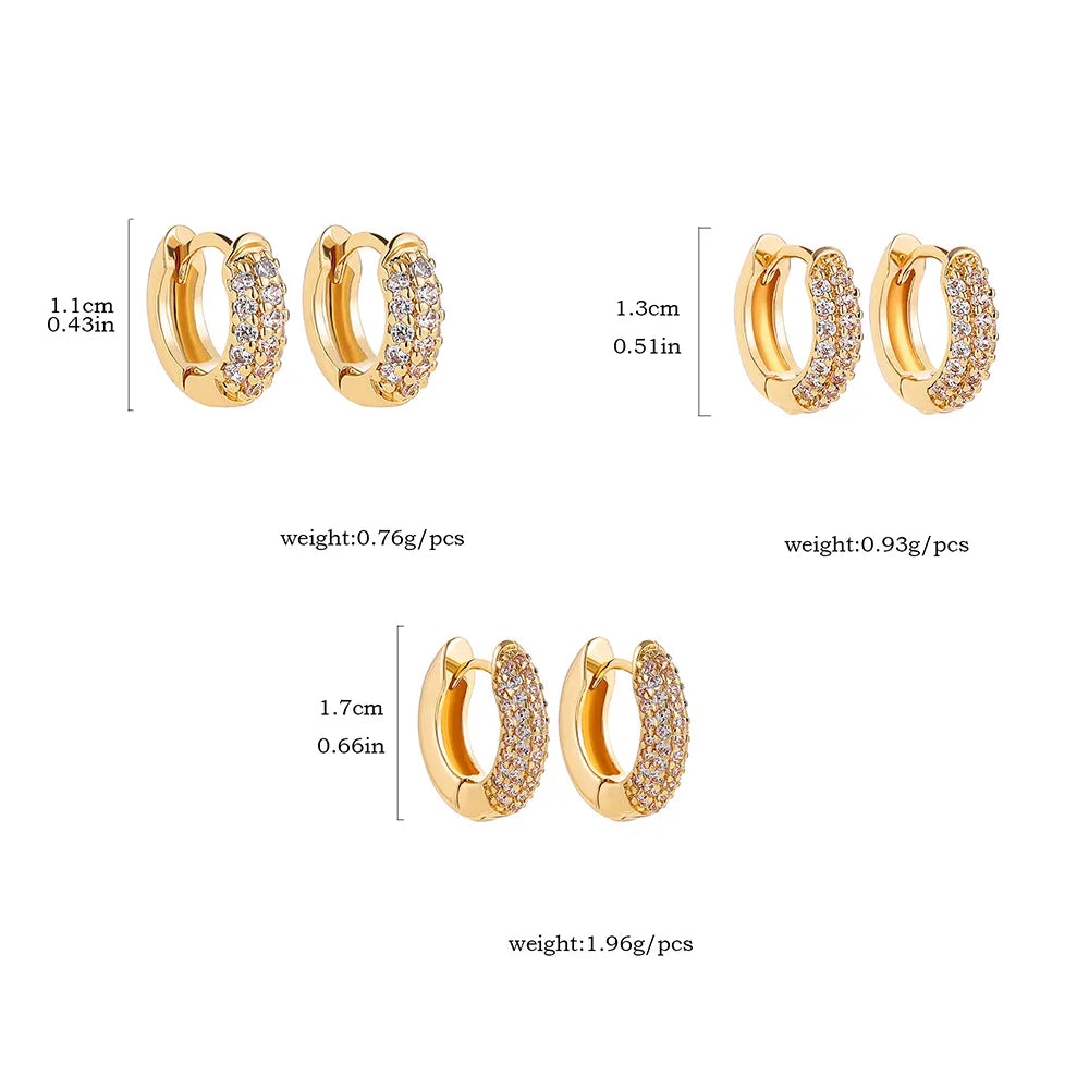 Luxury Gold Plated Huggie Earrings with CZ Zircon Earrings