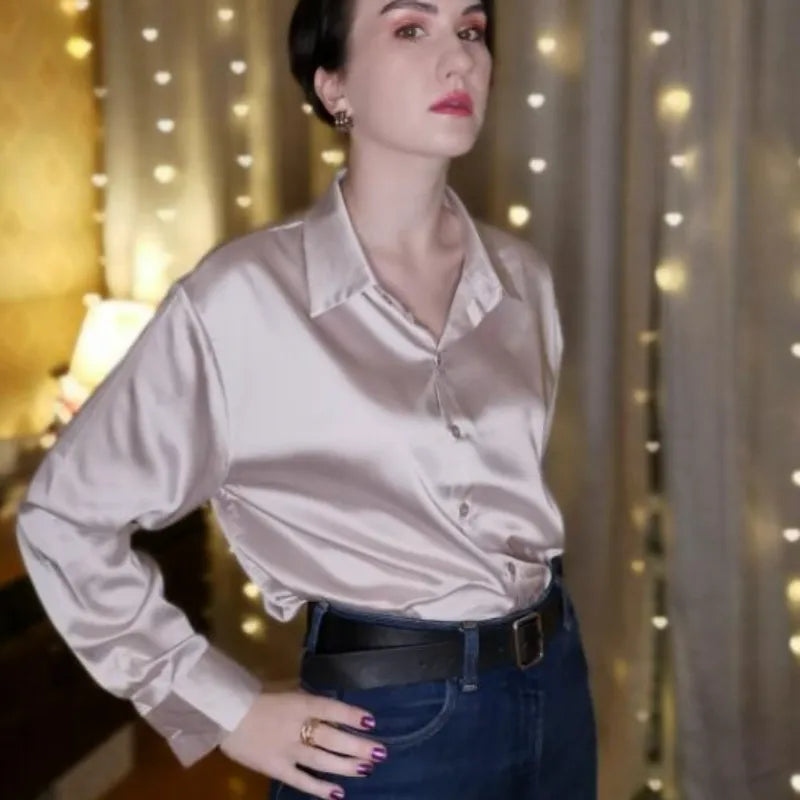 Elegant Vintage Loose Long Sleeves Shirt Blouse