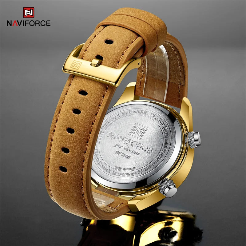 Luxury NAVIFORCE Digital Chronograph Men Military Leather Watch | Waterproof LED Quartz Clock Sport