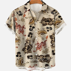 Men's Casual Vintage Hawaiian Shirt 3D Dragon Pattern Perfect for the Summer Size 3XL-5XL