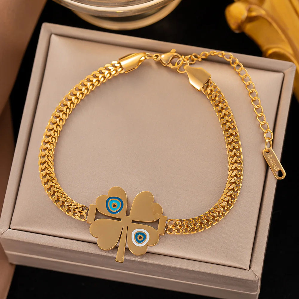 Exquisite Luxury 316L Stainless Steel Charm Bracelet for Women Tree of Life Zircon Bracelets