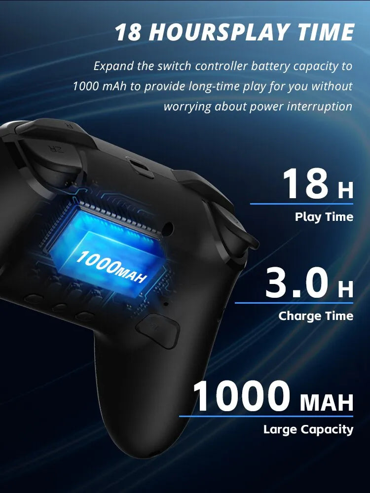 DATA FROG Wireless Controller Gamepad For Nintendo Switch OLED/Lite Console Pro with 1000Mah Battery Programmable Turbo Function