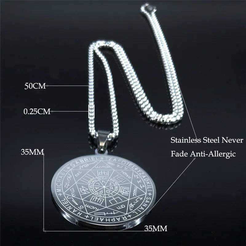 Seven Archangels Protection Amulet Stainless Steel Pendant Necklace
