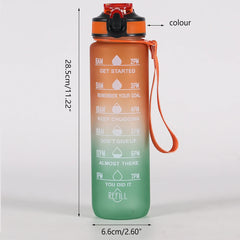 High Quality Gradient Color Motivational Sports Water Bottle with Time Marker Leak-proof