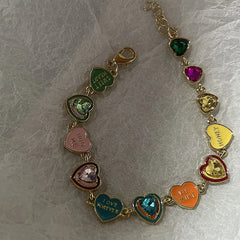 Gorgeous Colorful Heart Candy Love Drop Oil Enamel Bracelet  Bracelet For Women and Girls