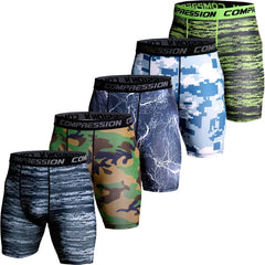 High Quality Men's Sport Athletic Compression 3D Print Camouflage Quick Dry Breathable Legging Shorts