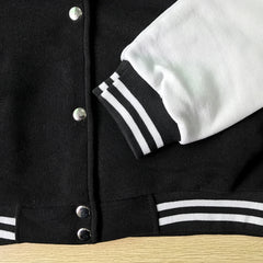 High Quality Black White Color Fleece Baseball Uniform Bomber Jacket for Women and Men