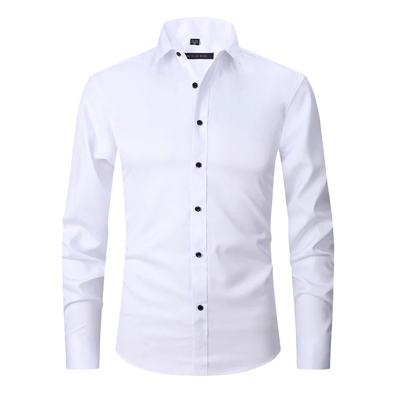 High Quality Men's Stylish Casual Business Slim Fit Long Sleeve Button Up Dress Shirt No Iron
