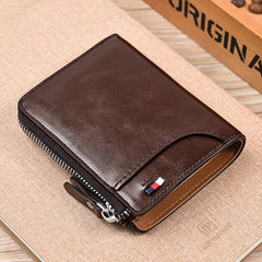 RFID Protection: Premium Men's Leather Wallet - Multi-Functional Interior
