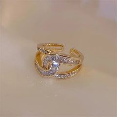 Elegant Fashion Channel Sparkling Zircon Adjustable Ring
