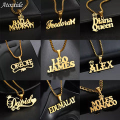 Rose Gold- High Quality Stainless Steel Customized Names Pedant with Thick Cuban Chain Necklace