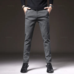 High Quality Luxury Men's Bamboo Fiber Cotton Brushed Fabric Casual Business Pants Trousers
