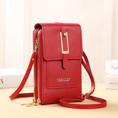Fashion Stylish Soft Leather  Touch Screen Cell Phone Wallets Crossbody Bags