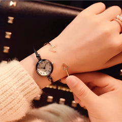 Women's Small Gold Bangle Bracelet Watch: Stainless Steel Retro Ladies Quartz Wristwatch