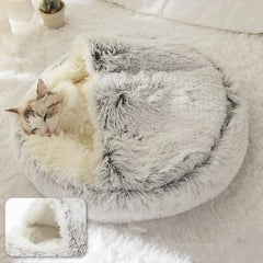 High Quality 2 in 1 Soft Plush  Sleeping Nest Cave Bed with Cover Round for Pets